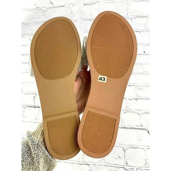 Rhinestone Clear One Band Slip On Sandals Flats Sz 10.5 EU 43 - Picture 3 of 7